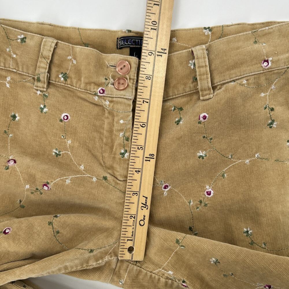 Vintage Y2K Selections Corduroy Pants Womens Size L Tan Embroidered Bootcut - Picture 9 of 15
